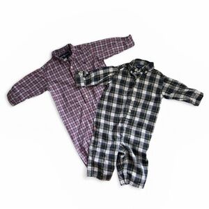 Set of 2 Ralph Lauren Baby Boys Plaid Romper Bundle | Ralph Lauren Romper | 12M